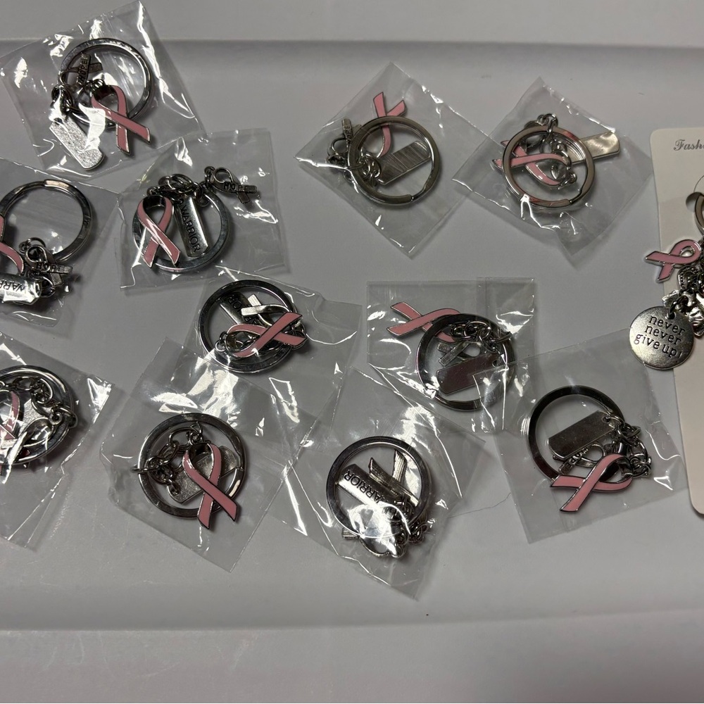 (12pcs) Pink Ribbon Keychains